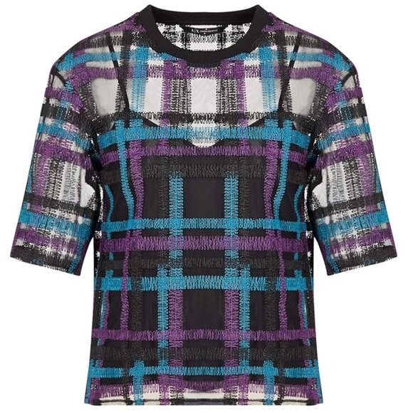 BNWT A|X Armani Exchange Short Sleeve Colorful Striped Blouse Size S - Picture 2 of 13